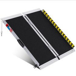 WHALEMOTOR Portable Wheelchair Ramp 3FT, Anti-Slip Aluminum Folding Portable Ramp, Wheelchair Ramps for Home, Weight Capacity Up to 800 LBS, with Tran