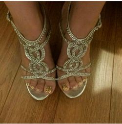 Rhinestone silver heels