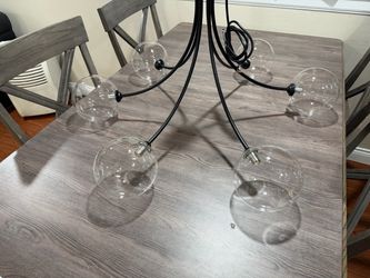 Modern 6-Light Black Chandelier with Clear Glass Globes