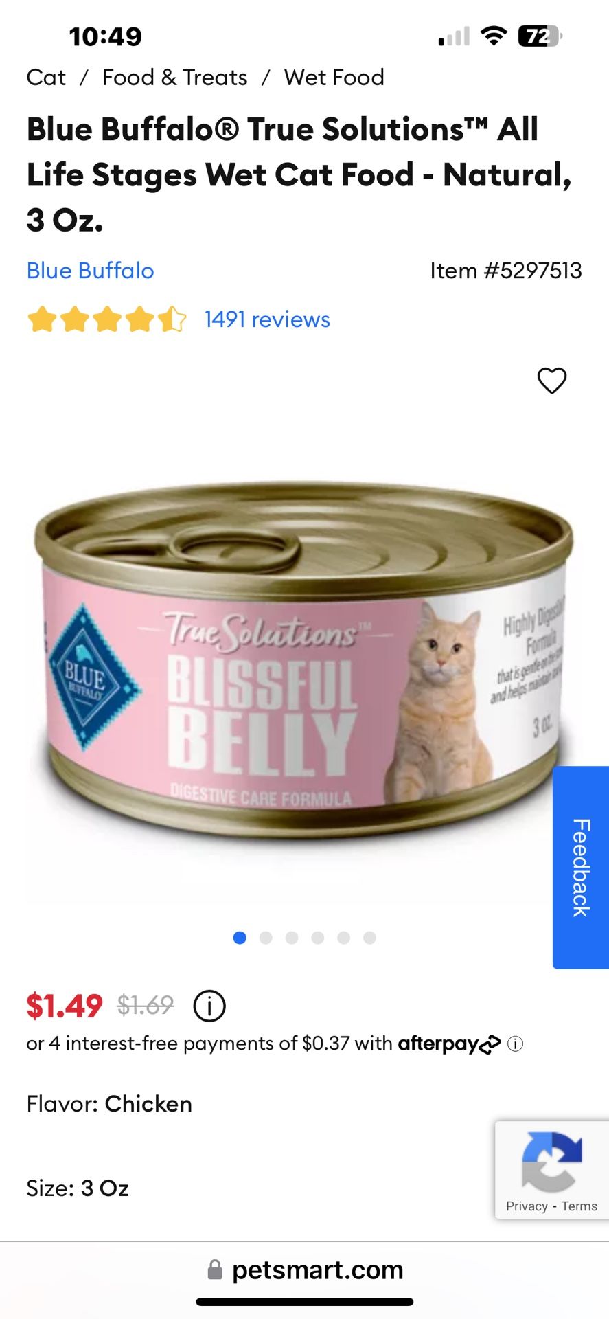 CAT BLUE BUFFALO FOOD canned Chicken 3 ounce 16 Cans