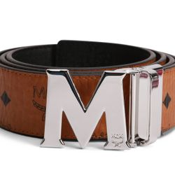 MCM Reversible Belt Brown Cognac Silver  