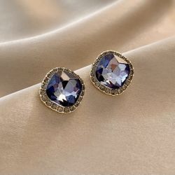Gold plated crystal stud earrings