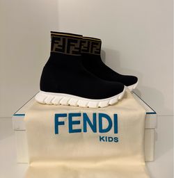 Fendi Kids FF Motif Sock Boot Sneakers Girls Boys Shoes Unisex Size EU 30 / US 13