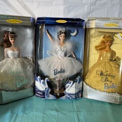 3 Barbies New In Box Wedding Bride Swan Lake