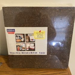 New ArtMinds 4 Pc 12” X 12” Dark Cork Tiles