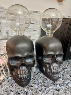 Black Skull Lamps with Edison Bulbs