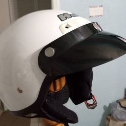 2 NEW  Motorcycle Half Helmets  White  &  Pearl White