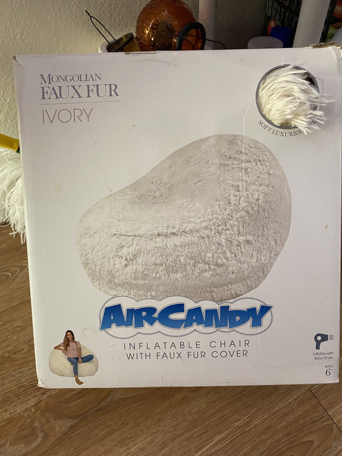 Inflatable Faux Fur Chair Gently Used.