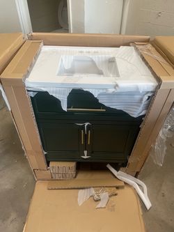 KOHLER Chesil 30 in. Single Sink Freestanding Emerald Green Bath Vanity with Bianco Bella Quartz Top