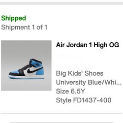 Brand New Jordan 1 High Size 6.5Y