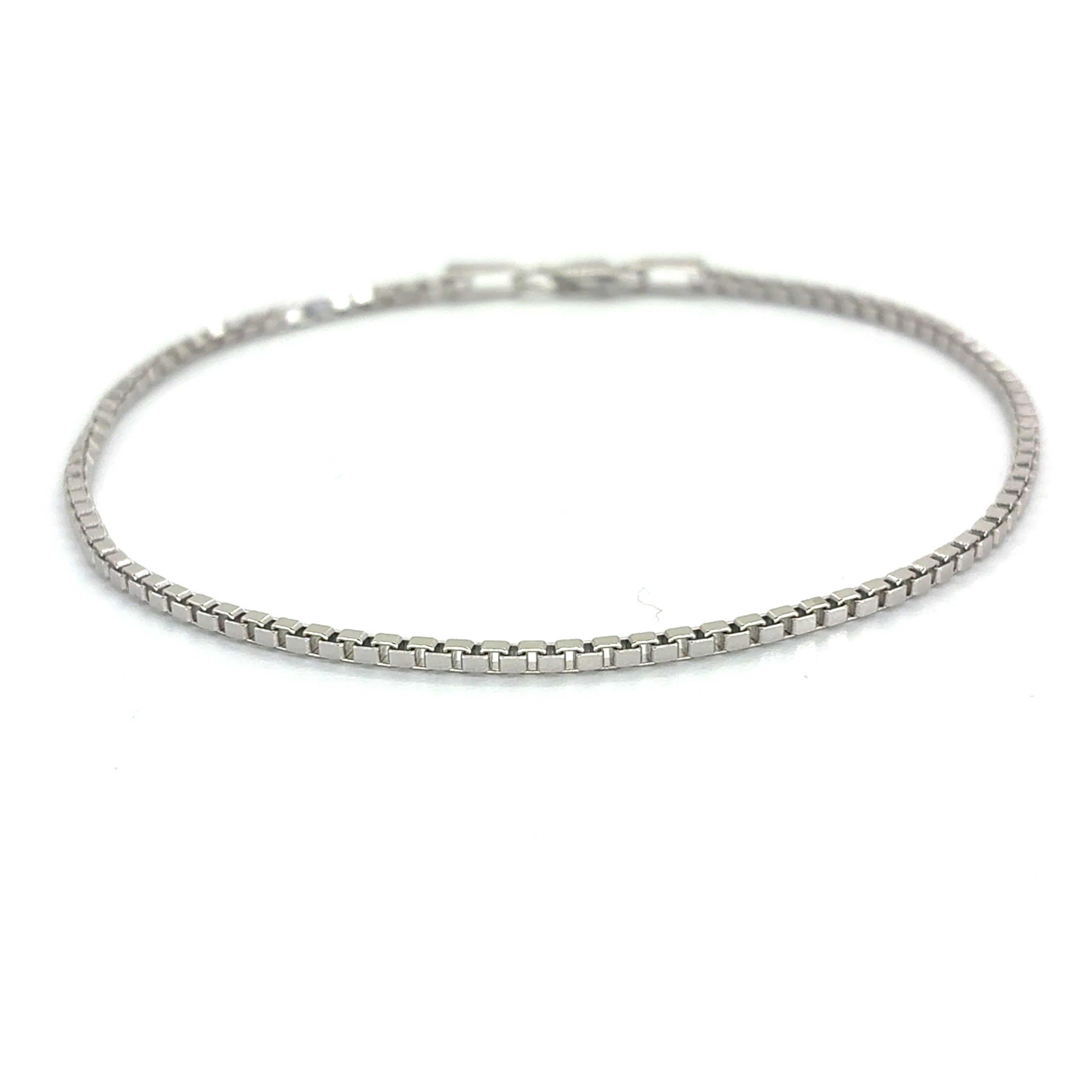 14K White Gold Box Chain Bracelet | 7 Inches, 1.6mm, 2.70 grams