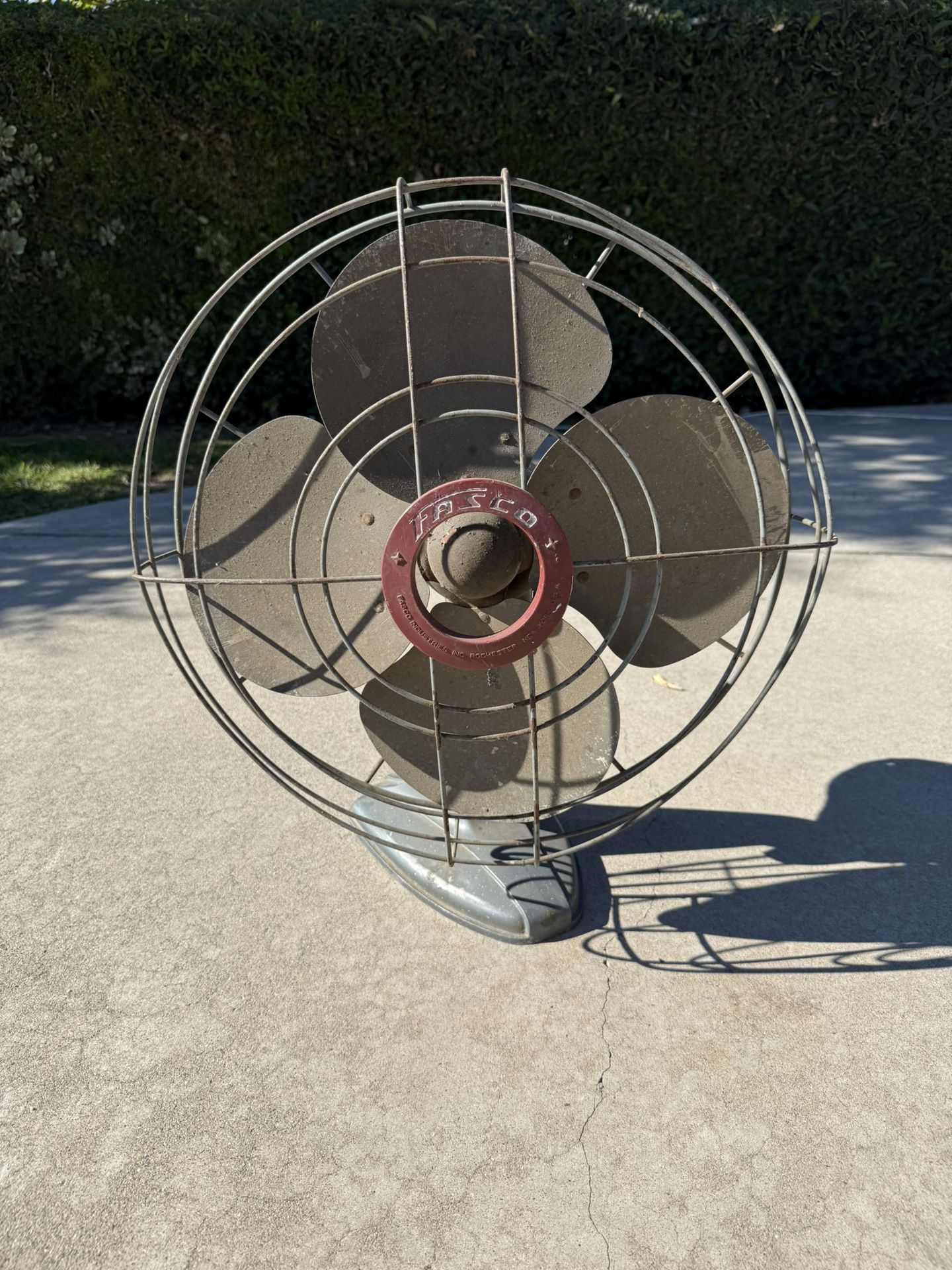 Vintage Fasco J-163-A Metal Desk Fan Large Steel Not Working