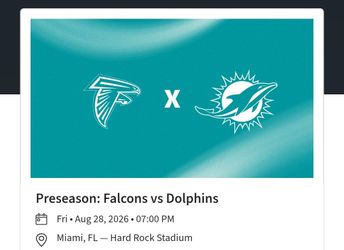 Miami Dolphins VS Falcons game tickets