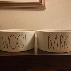 Rae Dunn by Magenta WOOF and BARK large pet bowl set