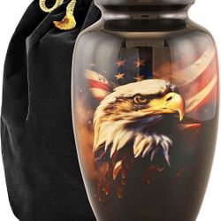 Patriotic Eagle Cremation Urn for Adults – Handcrafted Memorial