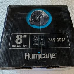 Hurricane Inline Fan 8” New