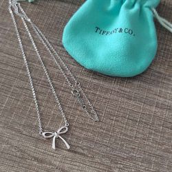 Tiffany Bow Mini Pendant Necklace Sterling Silver 925 