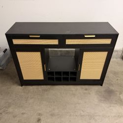 Wicker Cabinet Bar Cart