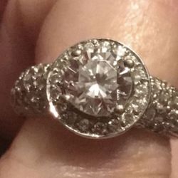 14k white gold Halo cz engagement ring 