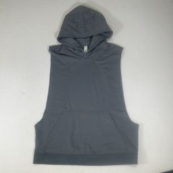ALO Men’s Medium Gray Renown Heavyweight Sleeveless Hoodie Gym Workout