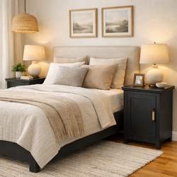 Pair of Vintage Nightstands Painted Black