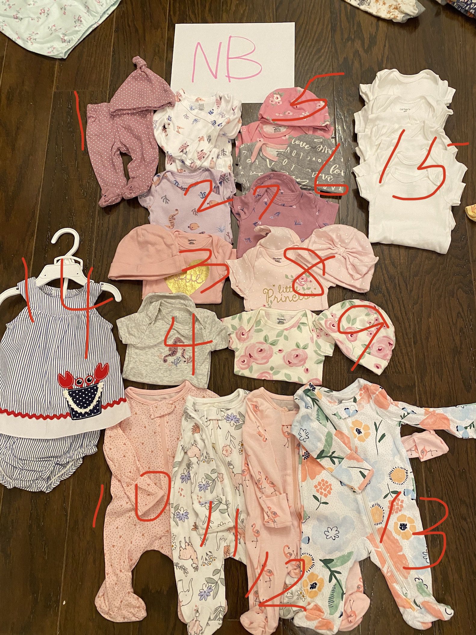 baby Cloth ( NB) 15 Pieces-$10, Each One $1