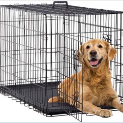 🟣 42 Inch Dog Crates for Large Dogs Folding Metal Wire Crates Dog Kennels Outdoor and Indoor Pet Dog Cage Crate with Double-Door,Divider Panel, Remov