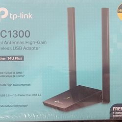 TP-Link USB WiFi Adapter for PC (Archer T4U Plus)- AC1300Mbps Dual Band Wireless Network Adapter for Desktop with 2.4GHz/5GHz High Gain 5dBi Antennas,