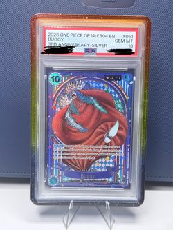 2026 One Piece OP14-EB04 En 3rd Anniversary Silver #051 Buggy PSA 10 GEM MINT