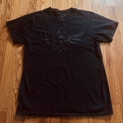 Zelda Tri-force Logo Black T-Shirt - L - Mens