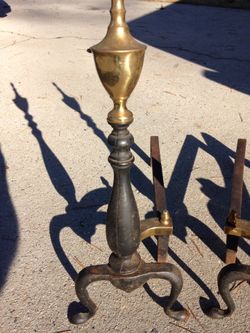 vintage andiron fire dogs
