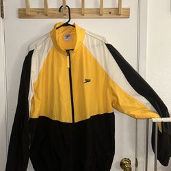 Vintage Speedo Windbreaker Jacket Adult Men Full Zip Yellow Colourblock Sz XL