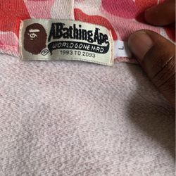 Pink Bape Hoodie Large/ Slightly Used 