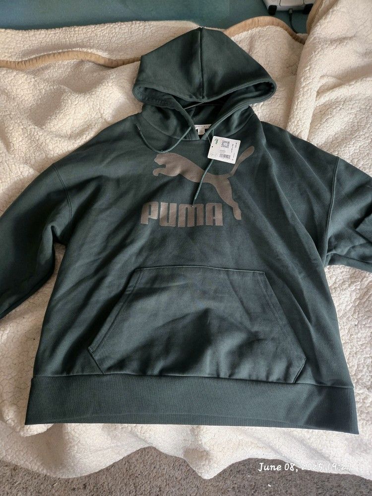 New Dark Teal Puma Pullover Hoodie - Size 1X