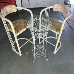 Bar Stool And Glass Table 