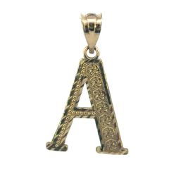 Men’s or Woman’s 10k Yellow Gold Initial A Charm Pendant for Necklace GP3128753