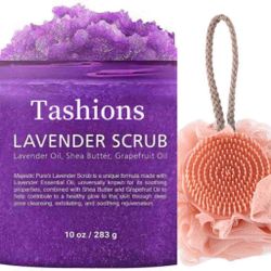 Tashions Lavender Exfoliation Back Shower Scrub Puff