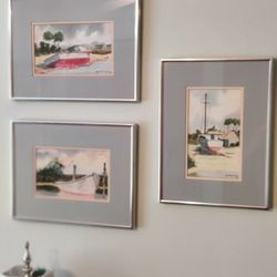 THREE SAILBOAT  WATERCOLORS