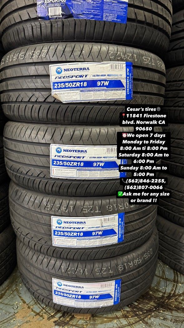 235/50R18 NEOTERRA A SET OF FOUR NEW TIRES, INCLUDES MOUNTING AND BALANCING WITH WARRANTY, ASK ME FOR ANY SIZE OR BRAND, WE HAVE THE BEST PRICES!!,All Products : American Fashion Style Bags On Sale