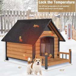 🥨Dog House Outdoor with Insulated Liner Anti-Biting Metal Iron Frame Winter Dog Kennel for Small Mediun Dogs Weatherproof,Brown 100% Insulated