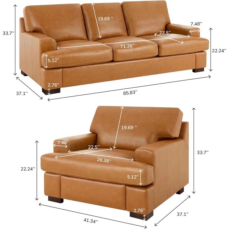 Leather Sofa and Chair Living Room Set