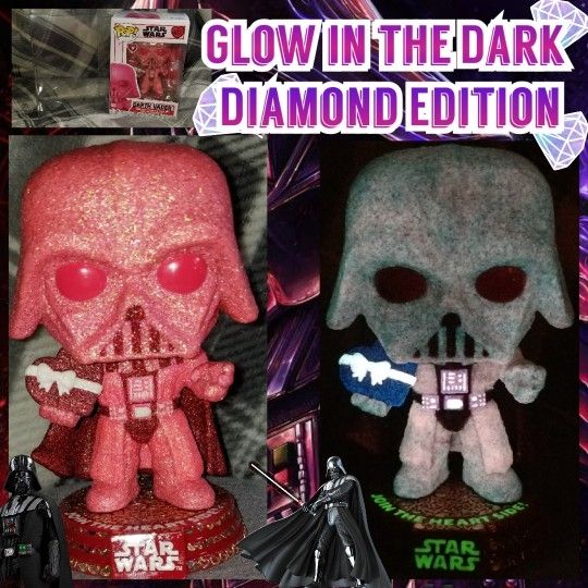 Funko Pop, Custom Glow & Diamond Valentine's Vader