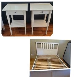 Ikea Queen Bed Frame + 2 Nightstands 