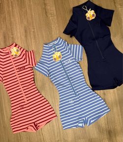 BODY rompers $150  Candy cane pink - medium  Lil baby blue - medium  Navy - small & medium