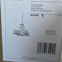 4 Light Chandelier Polished Nickel