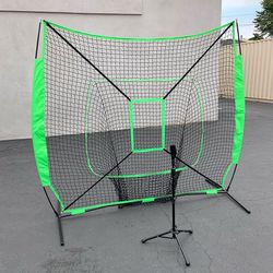 (NEW) $75 Baseball Softball (7x7’ Net & Ball Tee Set) Practice Hitting & Pitching Net w/ Carry Bag