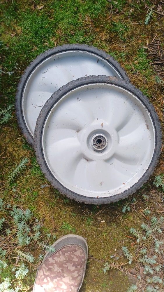 Lawn Mower Rear Wheels. 12 In. Could Be Used For Other Things $10 For Both