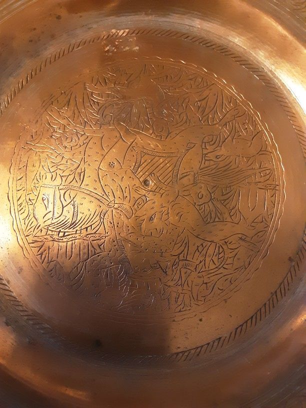 Vintage Persian Copper Plates $50 Ea 8" Round