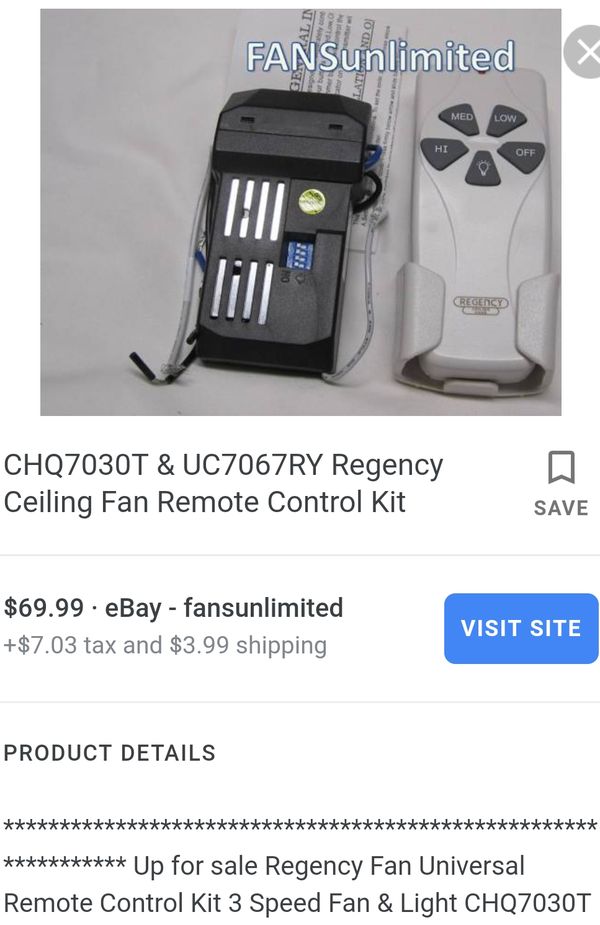 Regency Ceiling Fans Add Remote Control To Any Fan For Sale In Los Angeles Ca Offerup