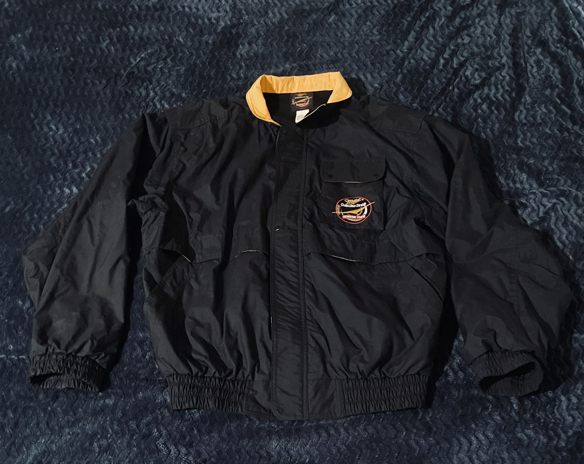 Miller Genuine Draft Racing Team Jacket Black Full Zip Windbreaker XL NASCAR